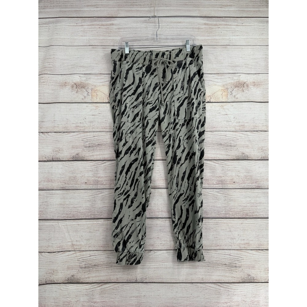 Cloth & Stone Joggers Women M Olive Green Zebra Print Tencel Blend R3675-X26-303